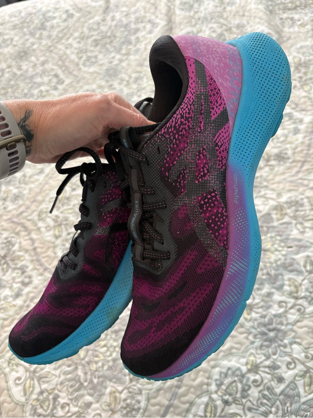 Women’s ASICS Gel Nimbus Lite 2 Shoes in Purple & Blue - Running shoe 12